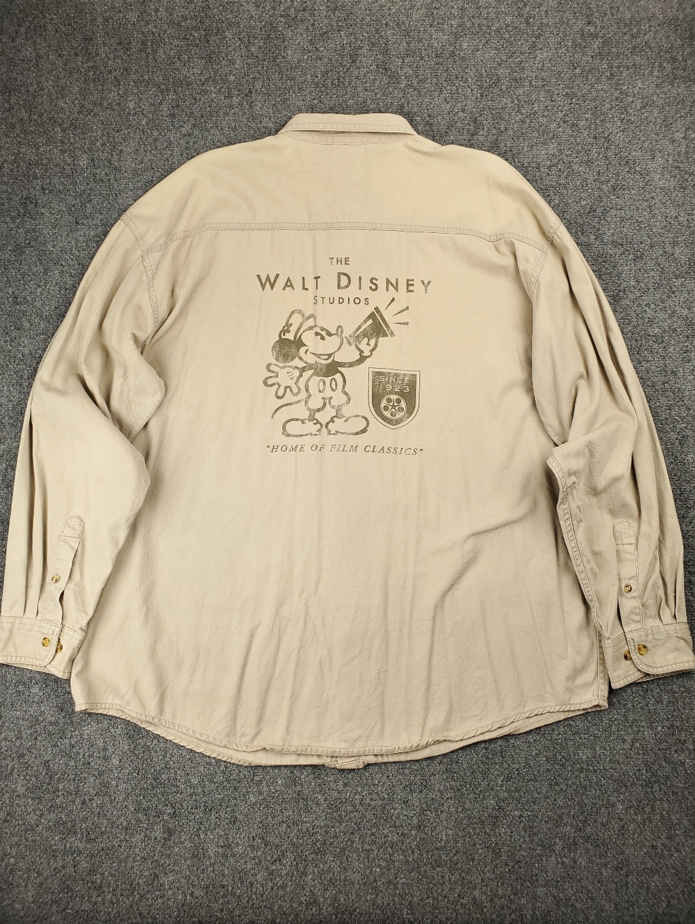 Vintage Disney Catalog Shirt XL Khaki Button Up Walt Disney Studios Graphic